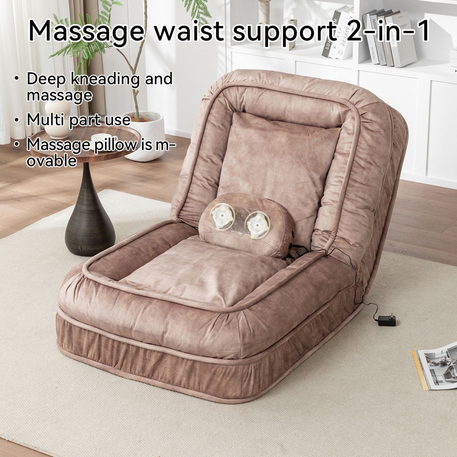 Upholstered Human Dog Bed And Pets, Bean Bag Floor Sofa With Massage Pillow, 5 Adjustable Positions &amp; 2 Soft Pillows