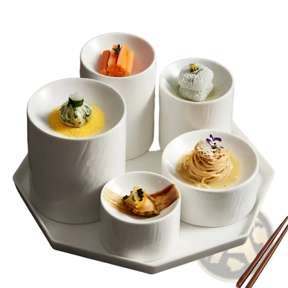 Ceramic Appetizer Bowl Set with Matte Textured Finish