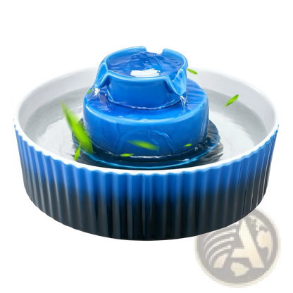 Ceramic Cat Water Fountain 2.1l Blue Tiered Pet Bowl