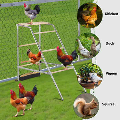 Chicken Perch 4 Tier Metal and Wood Outdoor Activity Stand