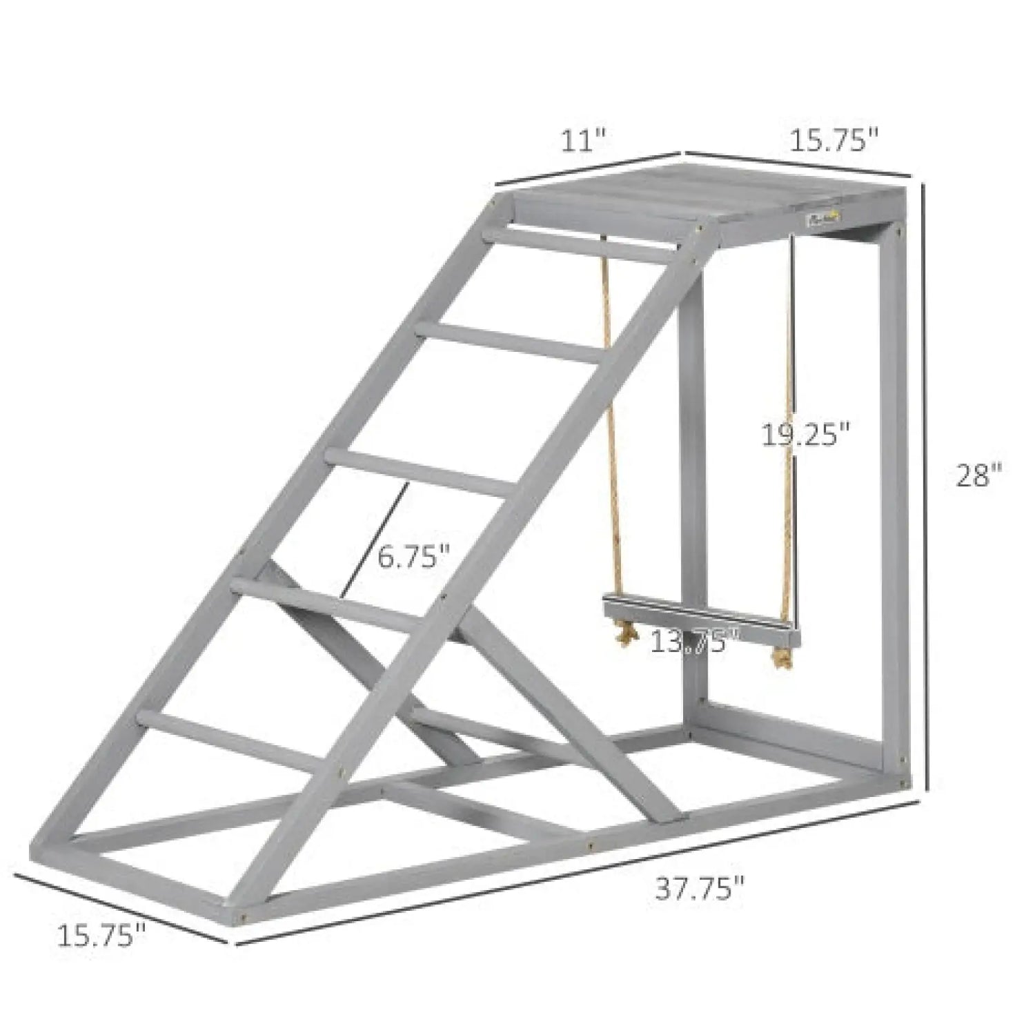 Chicken Toy Swing Set with Perch and Hen Ladder Grey