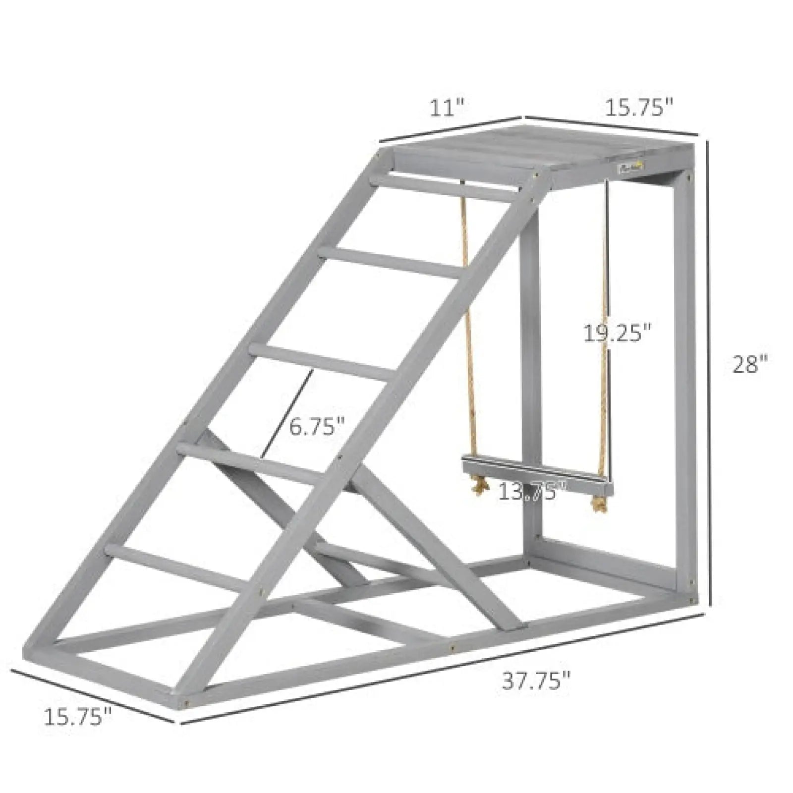 Chicken Toy Swing Set with Perch and Hen Ladder Grey