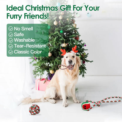 Christmas Dog Rope Toys 5pcs Teething Chew Set