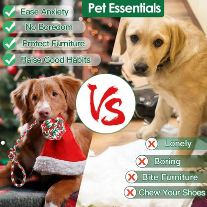 Christmas Dog Rope Toys 5pcs Teething Chew Set