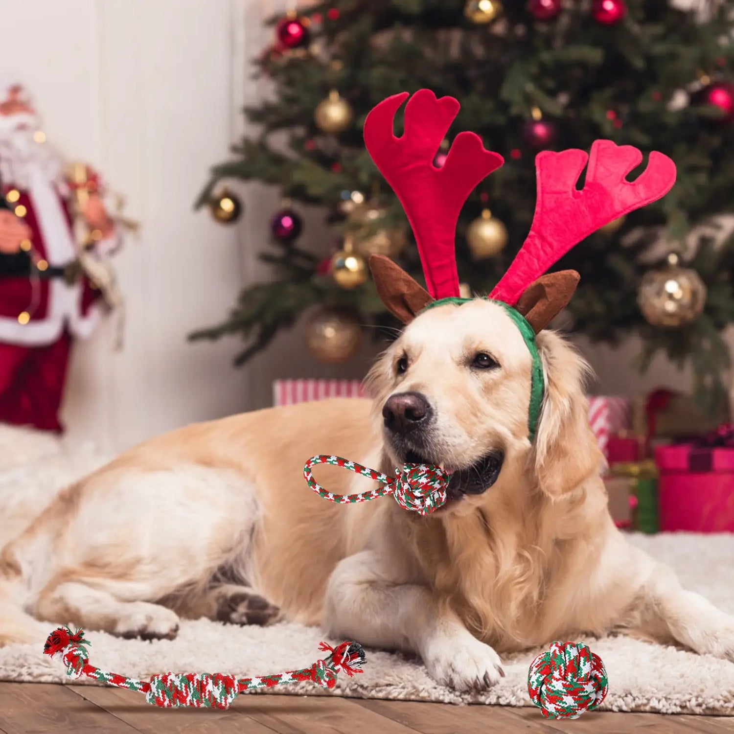 Christmas Dog Rope Toys 5pcs Teething Chew Set
