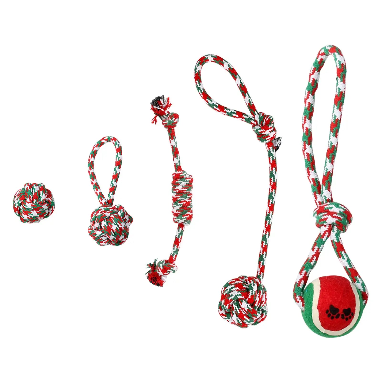 Christmas Dog Rope Toys 5pcs Teething Chew Set