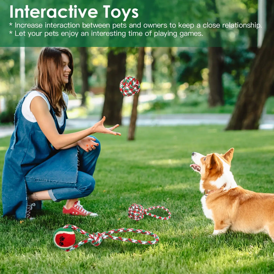 Christmas Dog Rope Toys 5pcs Teething Chew Set
