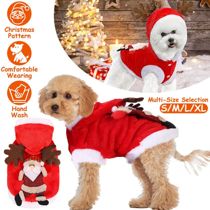 Christmas Pet Costume Santa Reindeer Winter Outfit