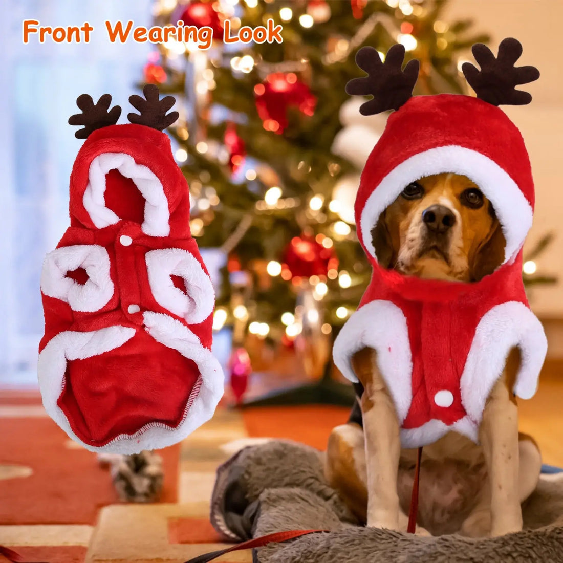 Christmas Pet Costume Santa Reindeer Winter Outfit
