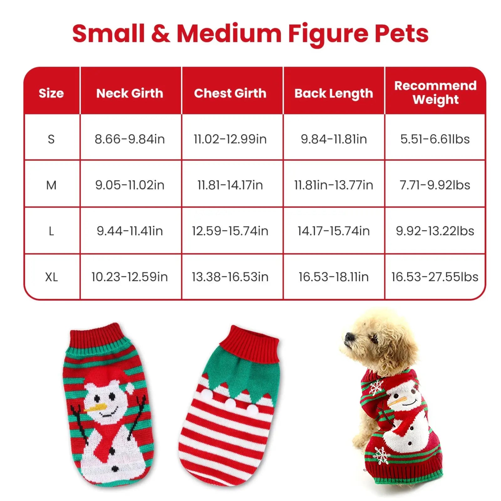 Christmas Pet Sweater Holiday Dog and Cat Clothes
