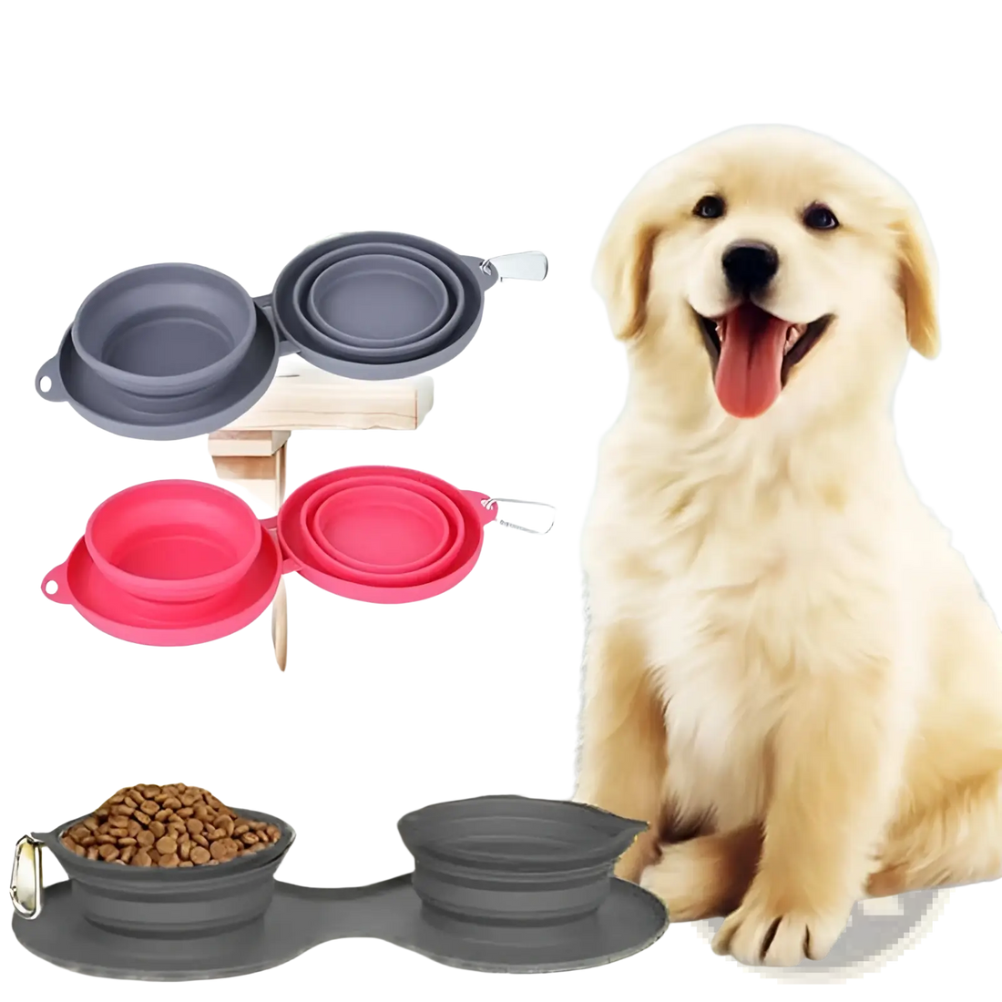 Collapsible Dog Bowl Double Silicone Travel Set