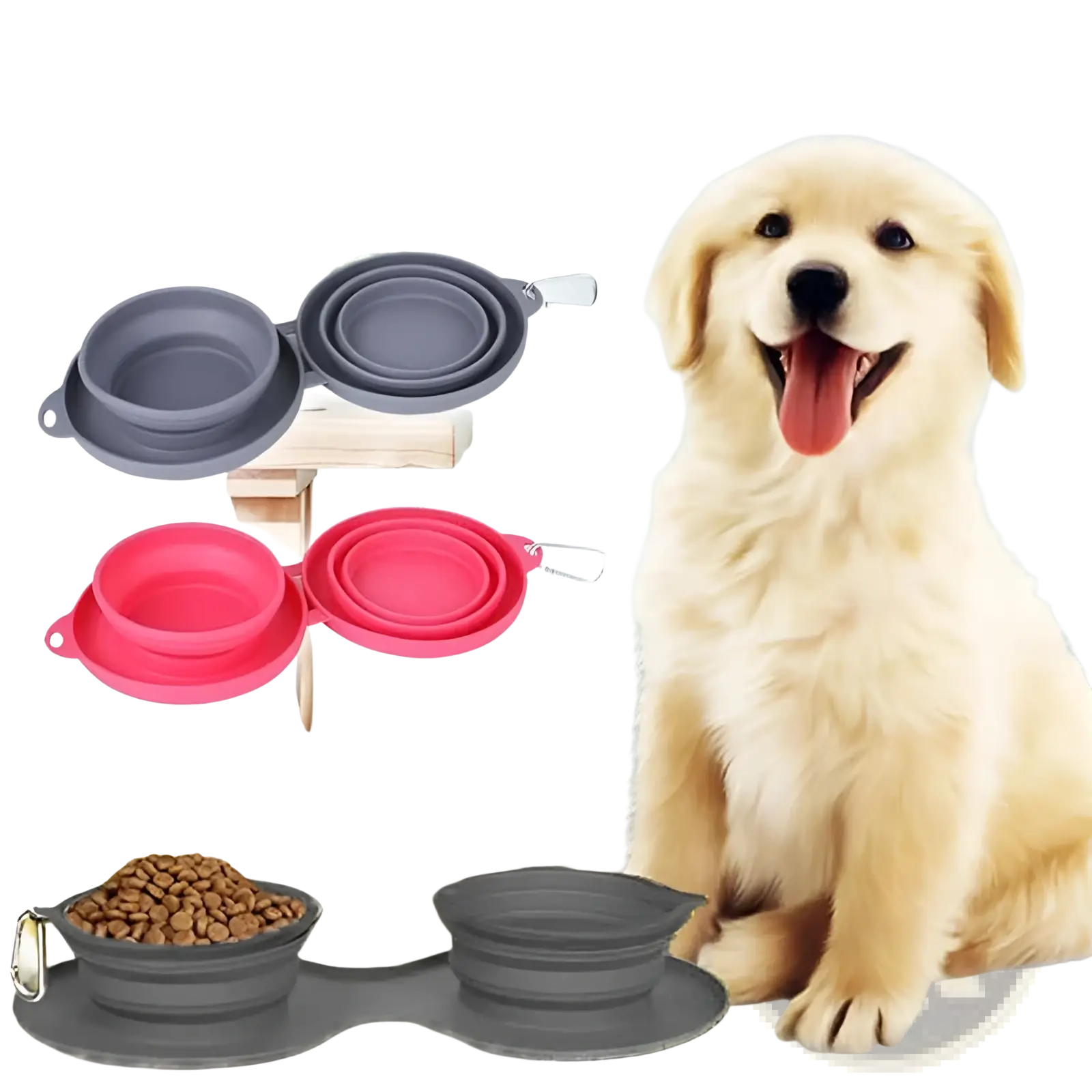 Collapsible Dog Bowl Double Silicone Travel Set