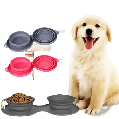 Collapsible Dog Bowl Double Silicone Travel Set