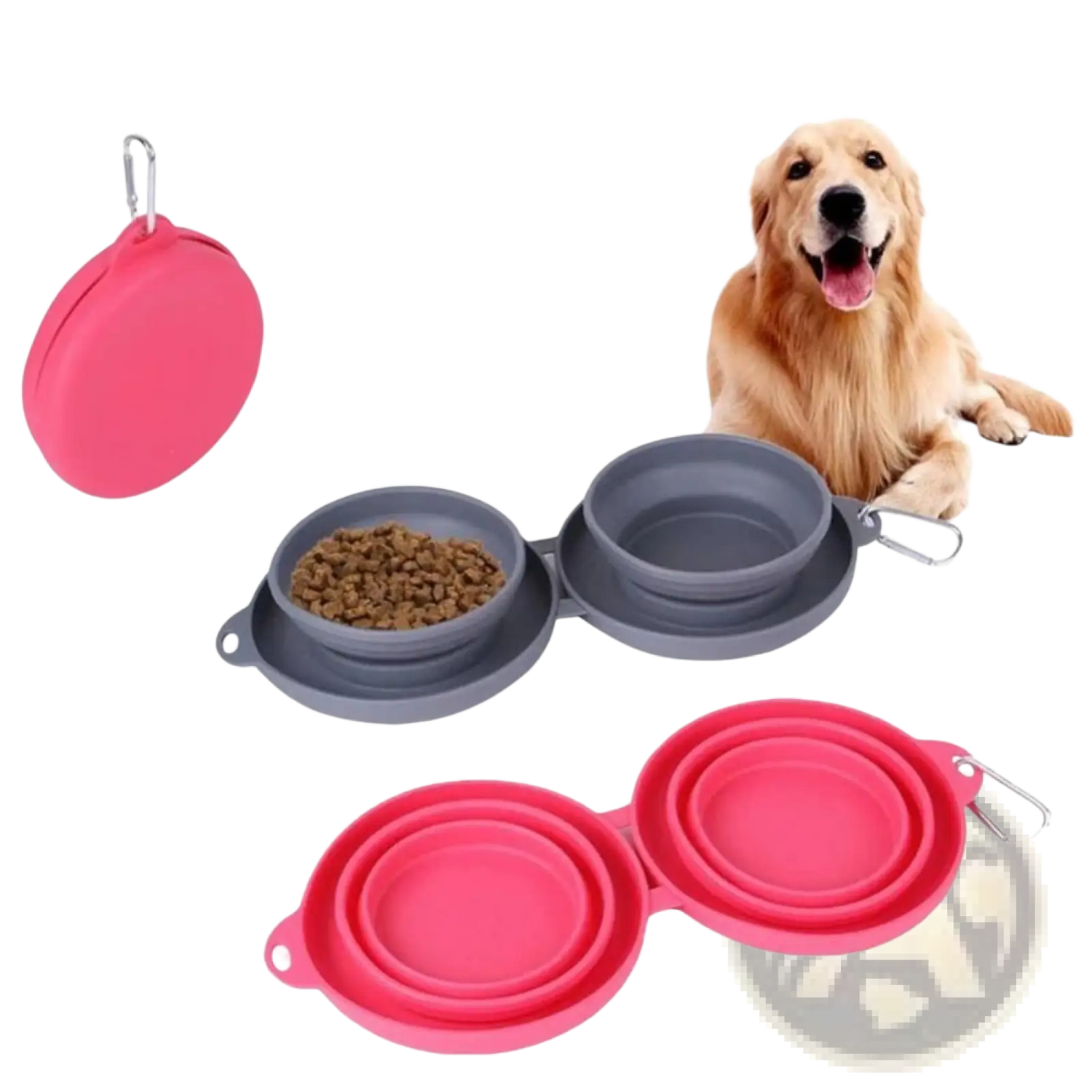 Collapsible Dog Bowl Double Silicone Travel Set