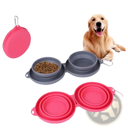 Collapsible Dog Bowl Double Silicone Travel Set