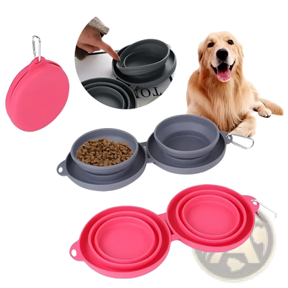 Collapsible Dog Bowl Double Silicone Travel Set