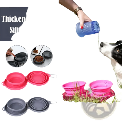 Collapsible Dog Bowl Double Silicone Travel Set