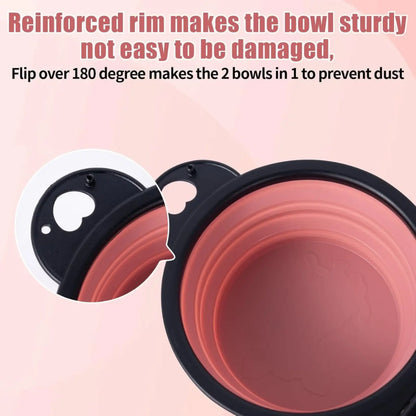 Collapsible Dog Bowls Reinforced Rim Dual Travel Feeder