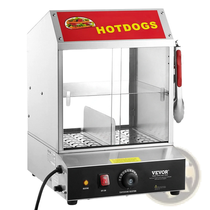 Commercial Hot Dog Steamer and 28.5qt Bun Warmer Case