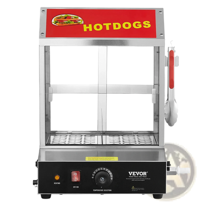 Commercial Hot Dog Steamer and 28.5qt Bun Warmer Case