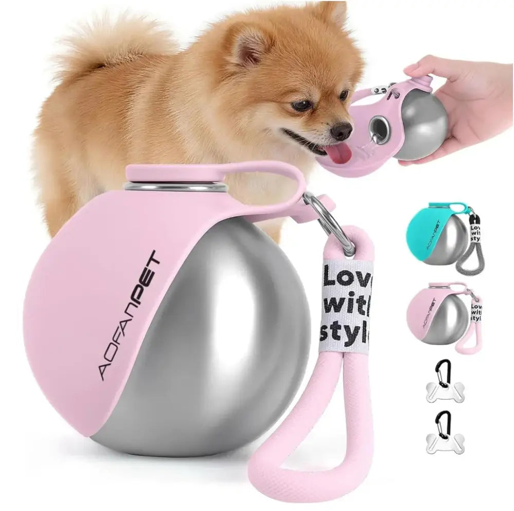 Stainless Steel Portable Dog Water Bottle with Travel Bowl