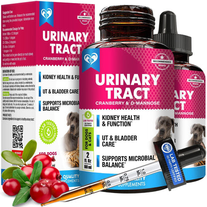 Cat &amp; Dog UTI Treatment Drops 60 ml 2-Pack Cranberry &amp; D-Mannose Bladder Support