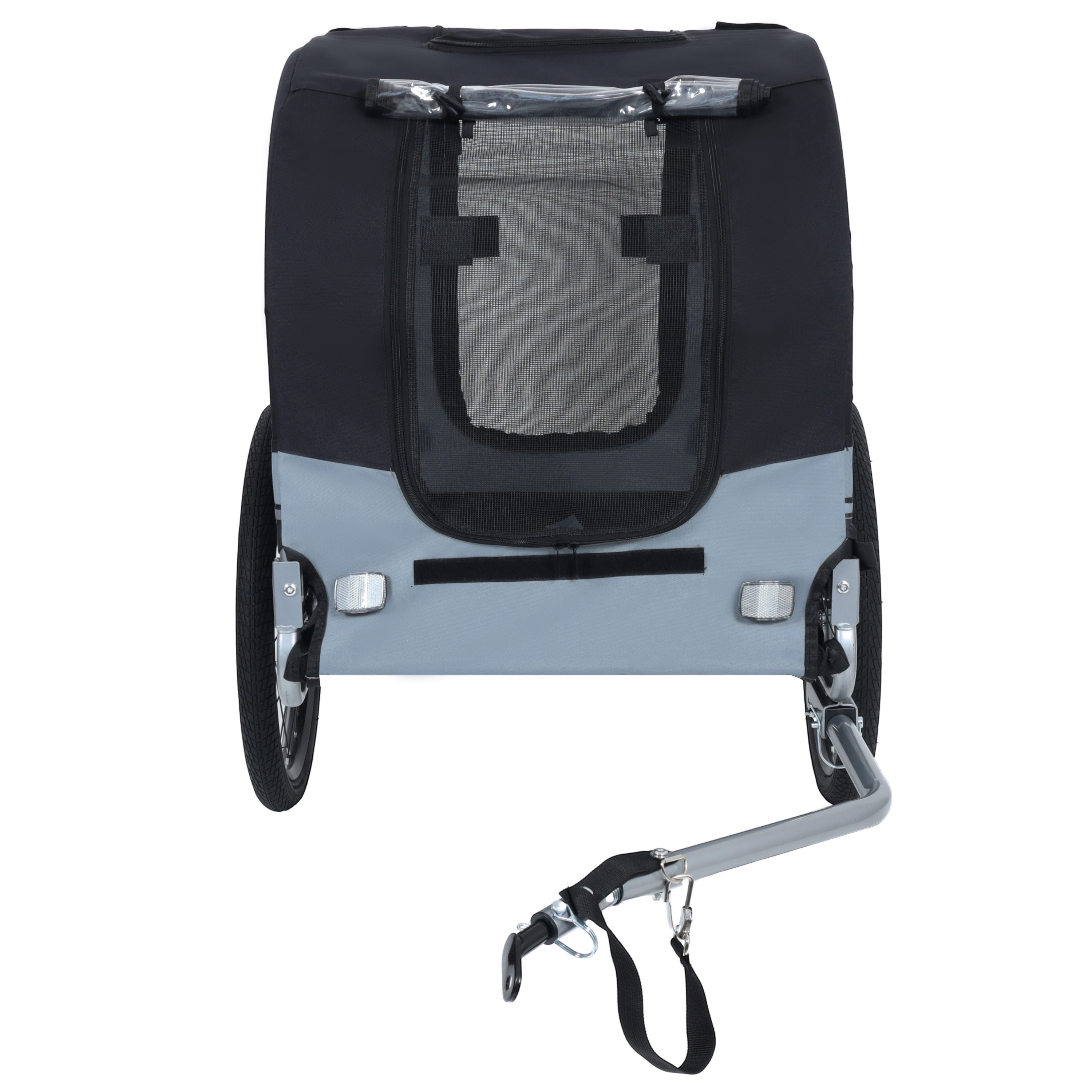 Large Folding Bike Trailer for Dogs – 66LB Capacity All-Terrain Pet Carrier, Durable Steel Frame for Cycling, Jogging, Camping &amp; Outdoor Adventures, Black- Gray