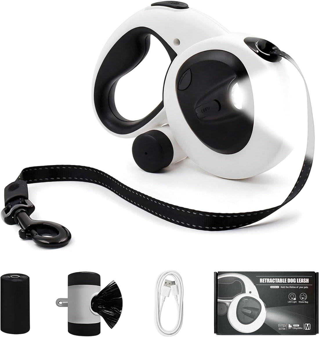Retractable Dog Leash 16FT LED Light Heavy Duty Tangle Free