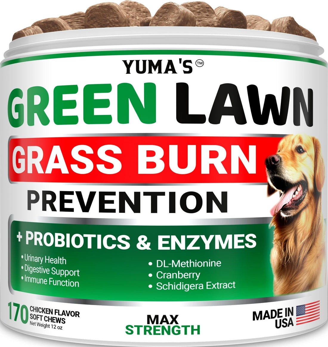 Green Lawn Chews for Dogs Urine Neutralizer Probiotics &amp; Digestive Enzymes