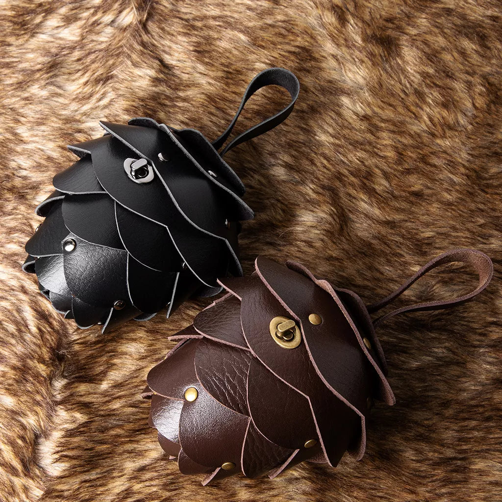 Acorn-Shaped Leather Petal Decor Pouch Bag