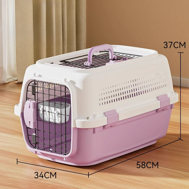 Sided Pet Carrier For Small Dogs &amp; Cats, Airline Approved Travel Crate With Enhanced Security Latches, Front &amp; Top Load Wire Door, Food Bowl For Traveling, Hiking, Camping