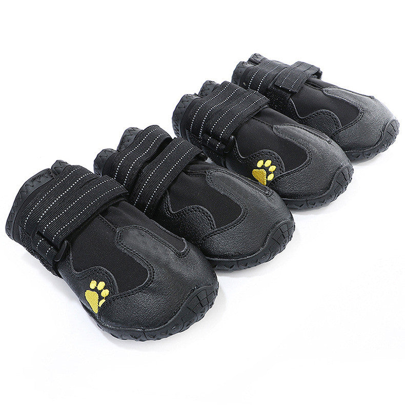 Dog Waterproof Rubber Boots 4-Pack — Black &amp; Red, Sizes 1–8