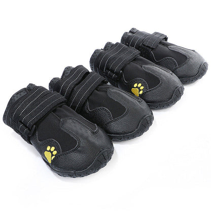 Dog Waterproof Rubber Boots 4-Pack — Black &amp; Red, Sizes 1–8