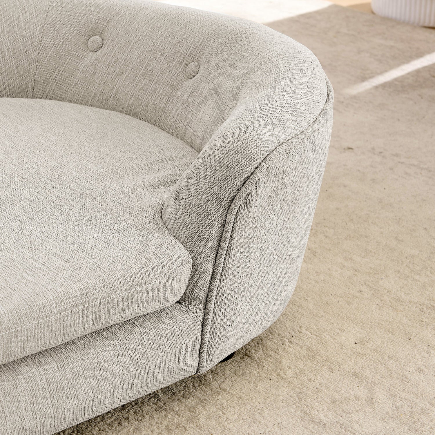 OVERSIZED Size Oval Semi-Enclosed Dog Sofa - Durable Linen Material, Button-Tufted Backrest, High-Center Low-Sides Support &amp; Plush Comfort-Beige