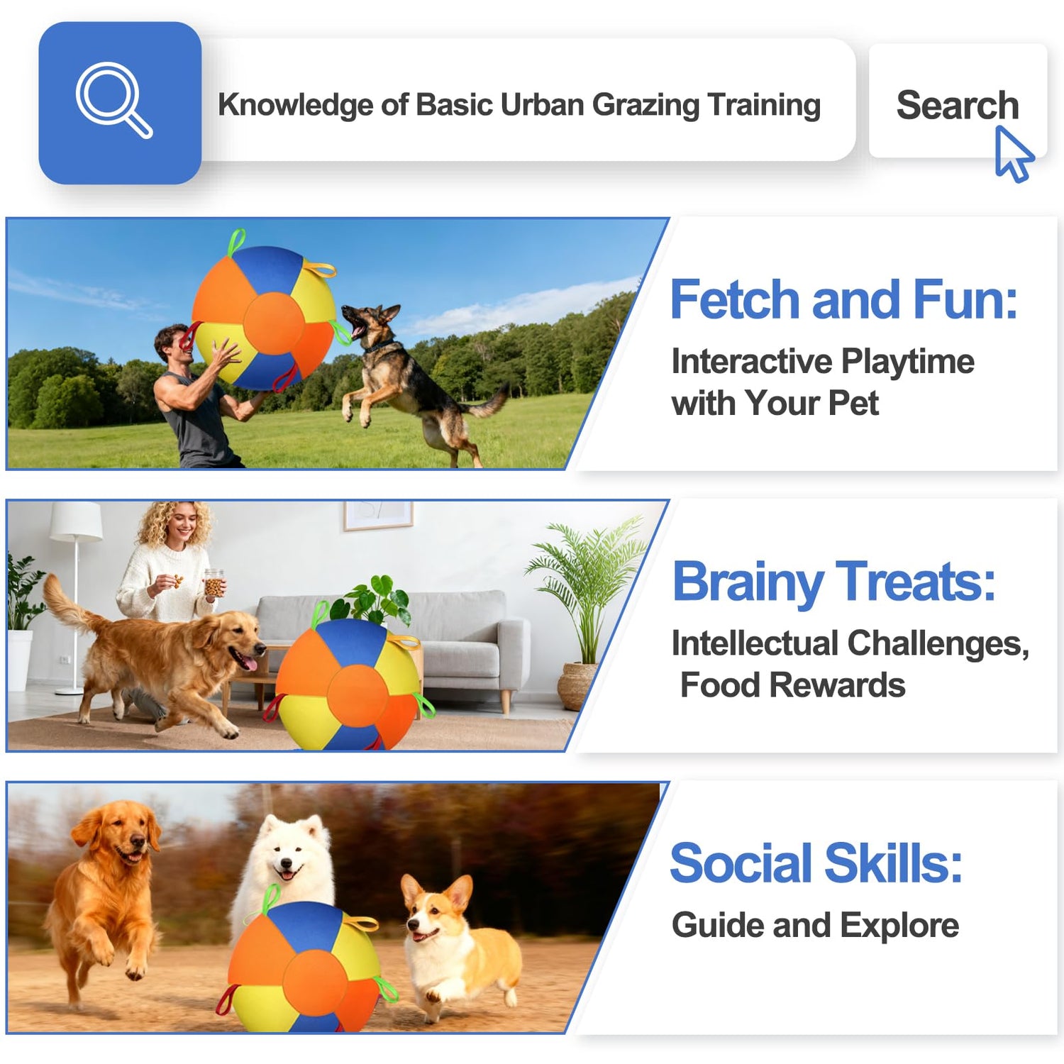 Herding Ball For Dogs, Large Dog Ball With Handles For Outdoor Play, Indestructible Training Toy Balls For Australian Shepherd, Interactive Toy Balls For Medium &amp; Large Dogs