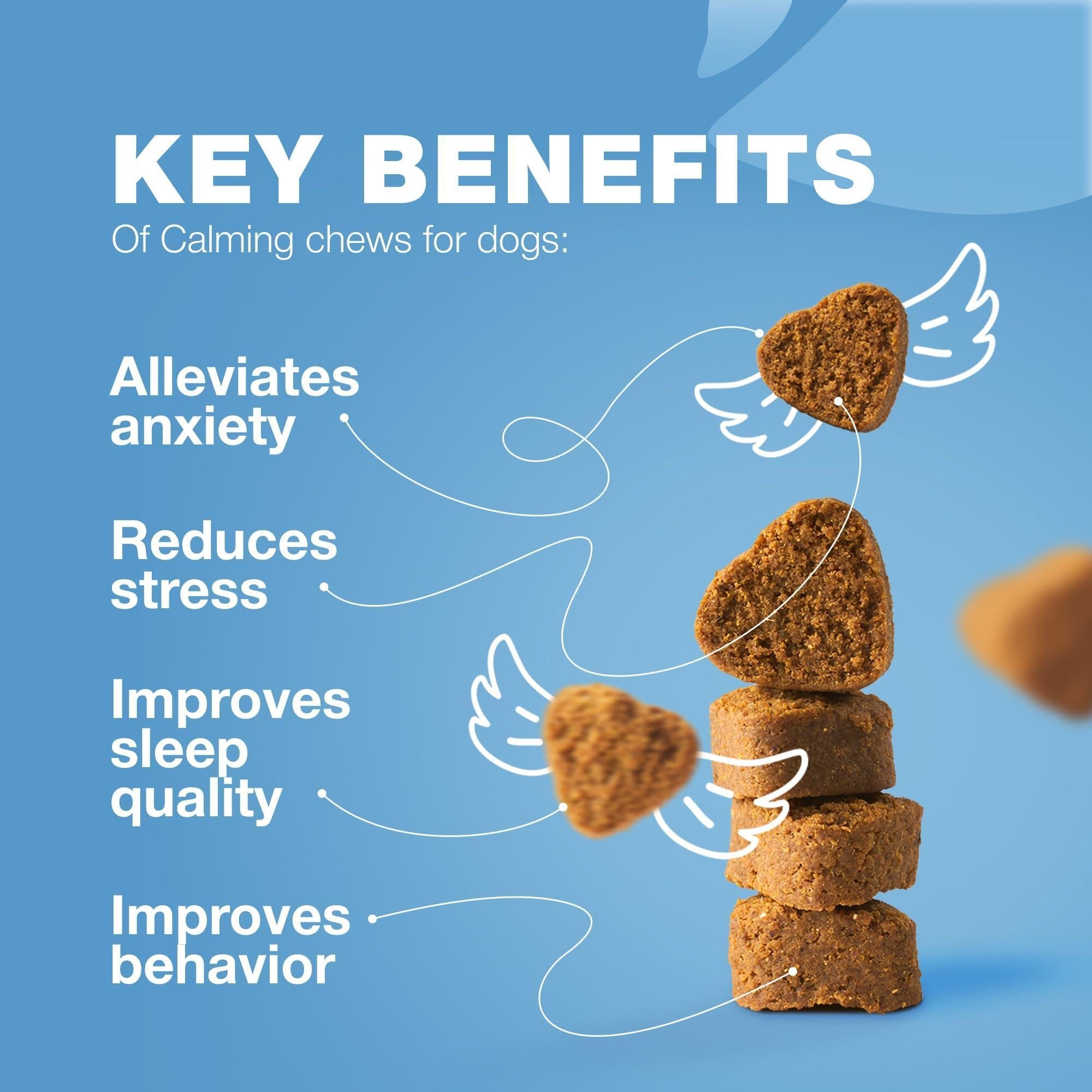 Hemp Calming Chews for Dogs Anxiety Relief L-Theanine &amp; Chamomile