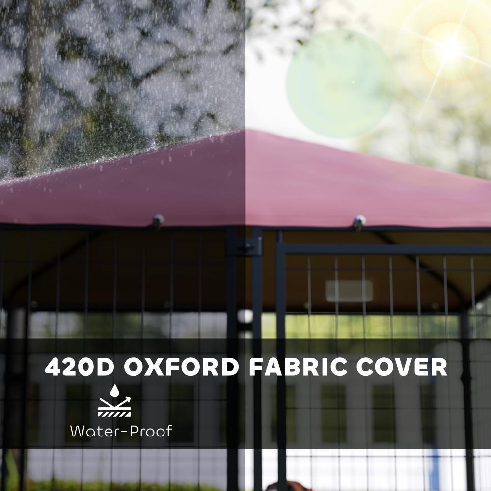 Welded Wire Outdoor Dog Kennel, Waterproof Cover, 4.6x4.6x5 Feet