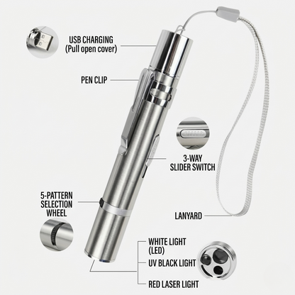 3-in-1 Laser Pet Toy &amp; UV Flashlight Pen