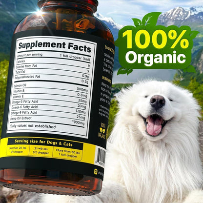 Hemp &amp; Salmon Oil for Dogs Omega 3-6-9 Skin &amp; Coat 1 fl oz
