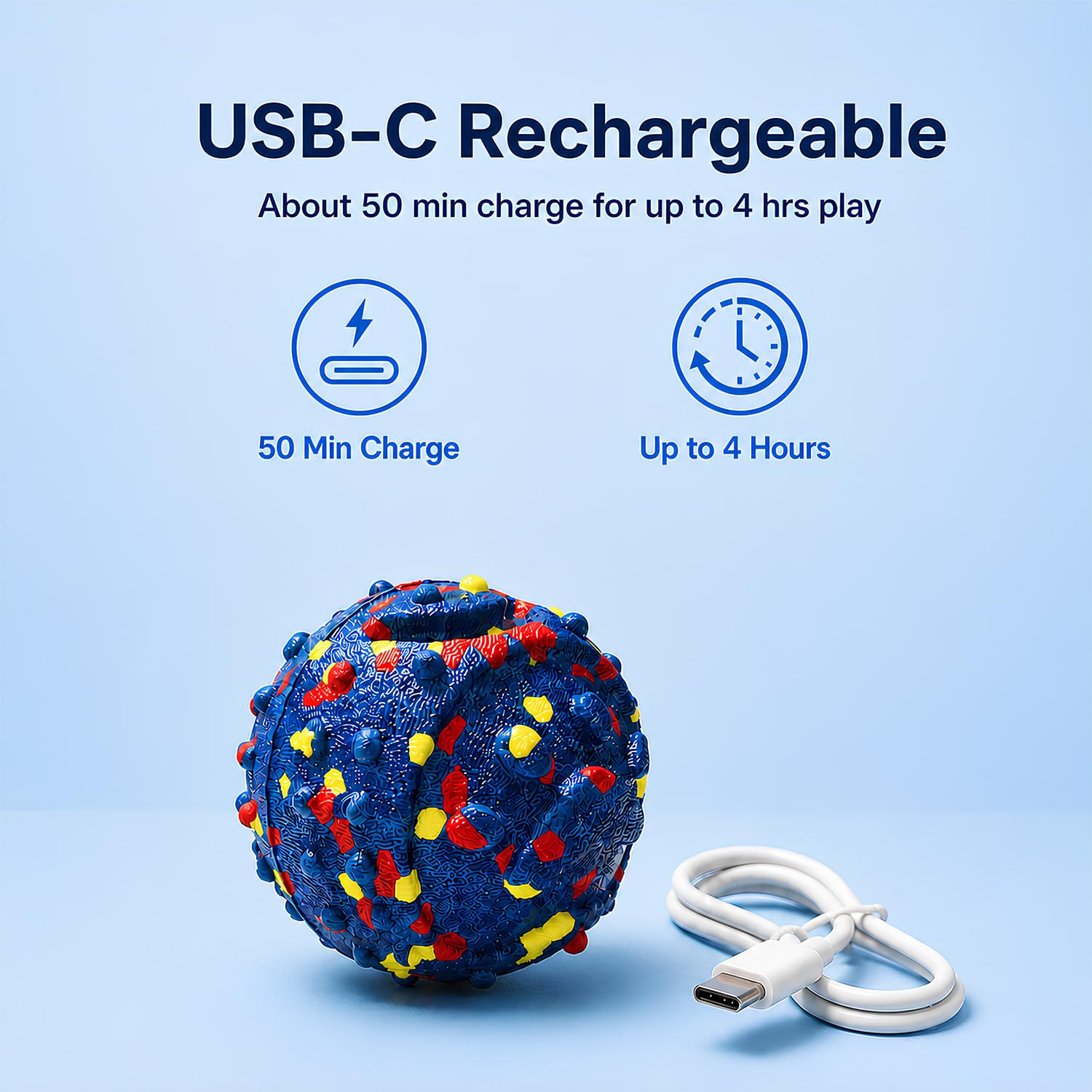 Smart Interactive Dog Toys For Large Dogs, 3.1 Inch Auto Lightweight Moving Dog Toy, Chew-Resistant E-TPU Interactive Dog Ball, IP54 Waterproof, USB-C Rechargeable, Indoor &amp; Outdoor