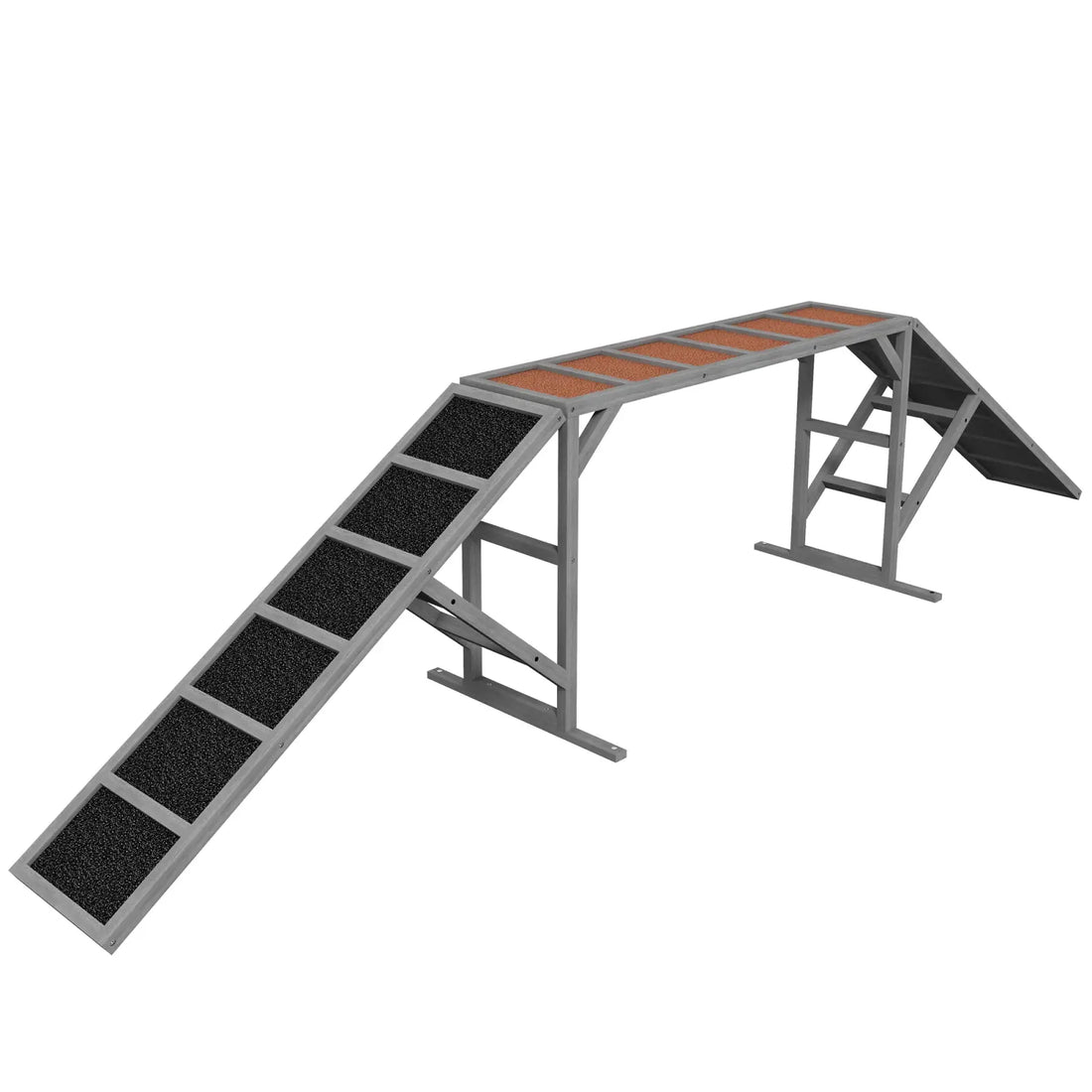 Dog Agility Equipment Ramp with Safety Bar Gray 128w