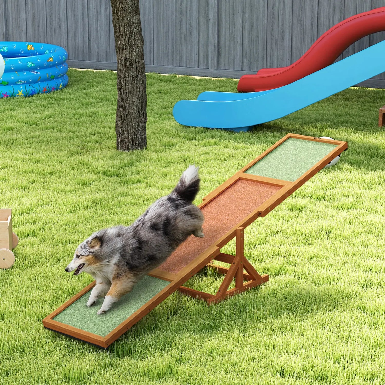 Dog Agility Seesaw Wooden Training Ramp Orange