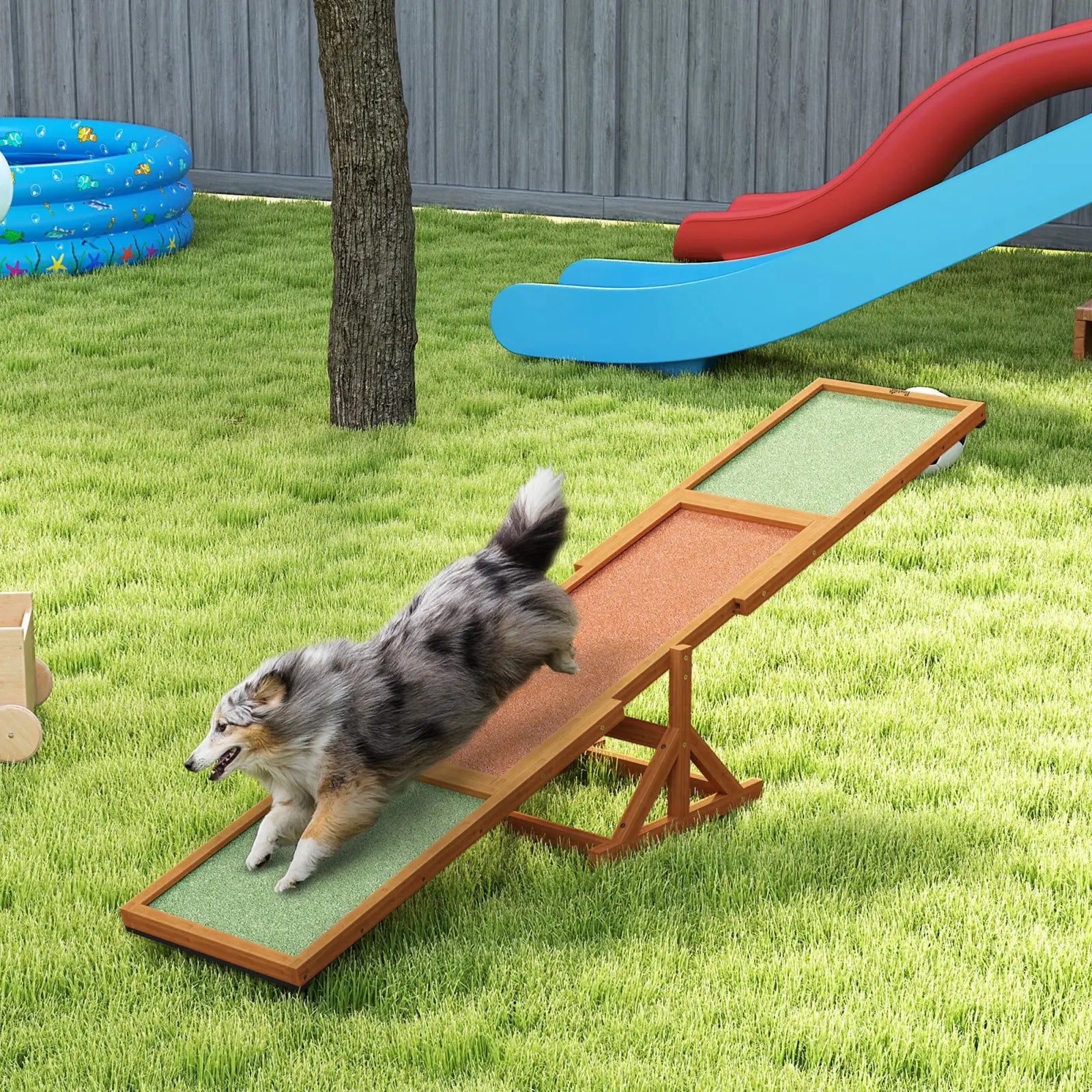 Dog Agility Seesaw Wooden Training Ramp Orange