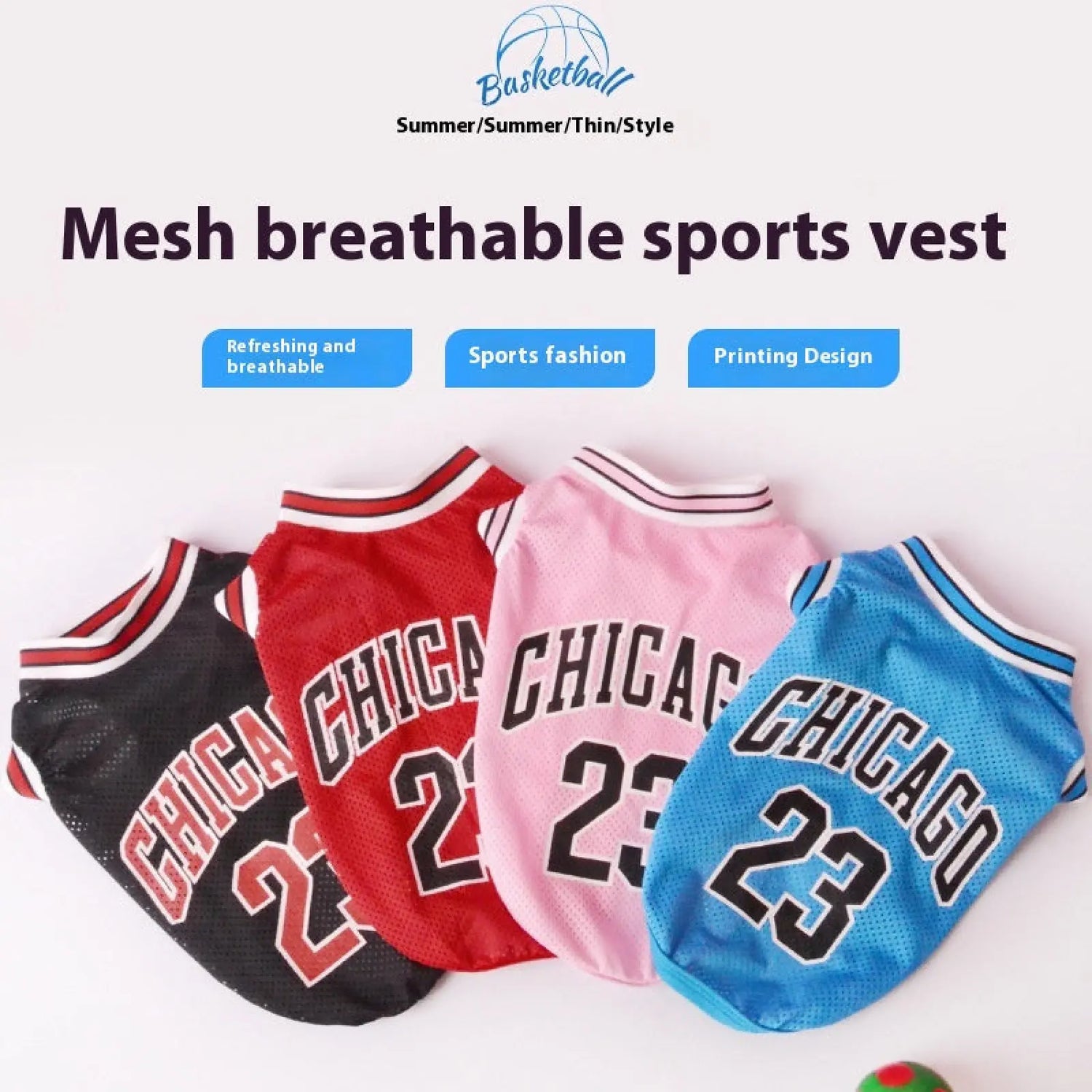 Dog Basketball Vest Mesh Summer Pet Clothes no 23
