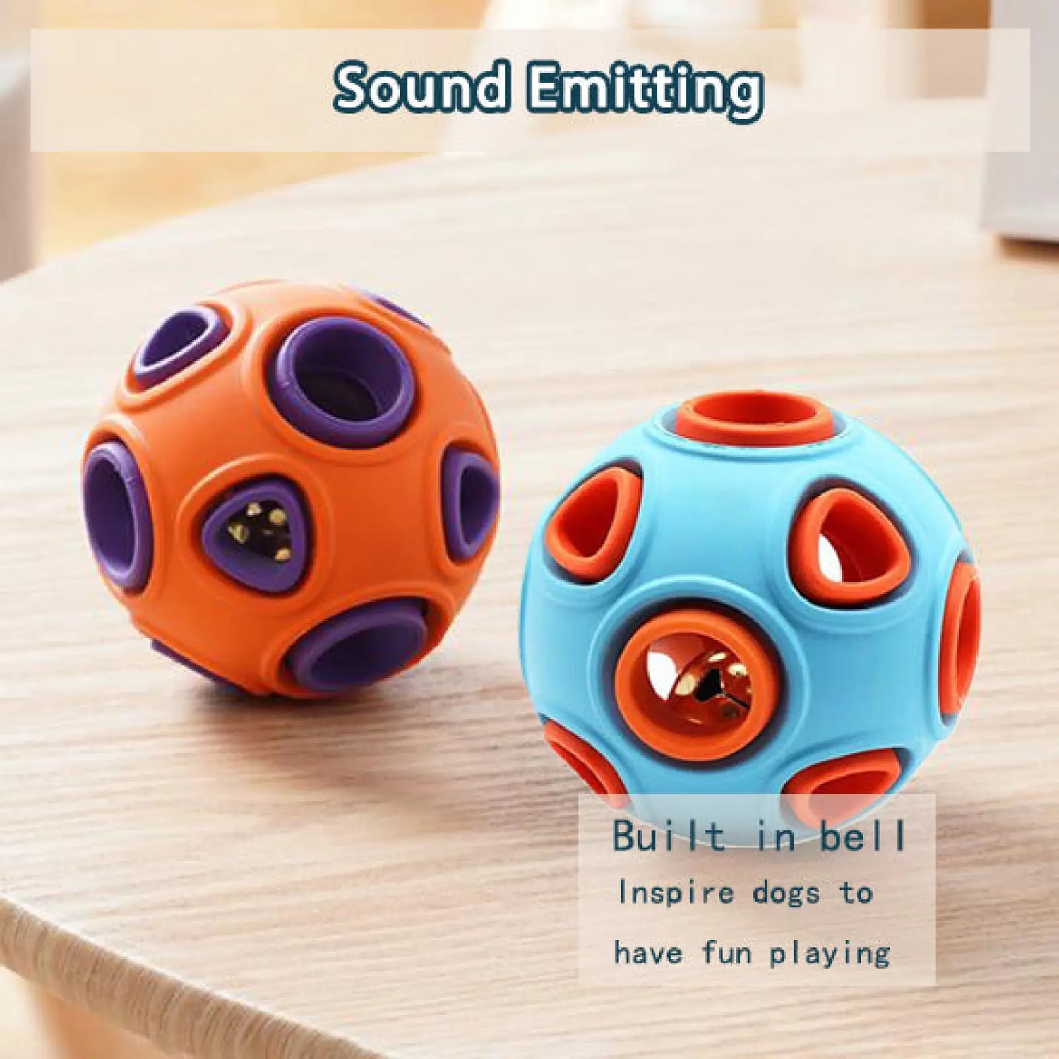 Dog Bell Ball 2 Pack Interactive Rubber Chew Toy