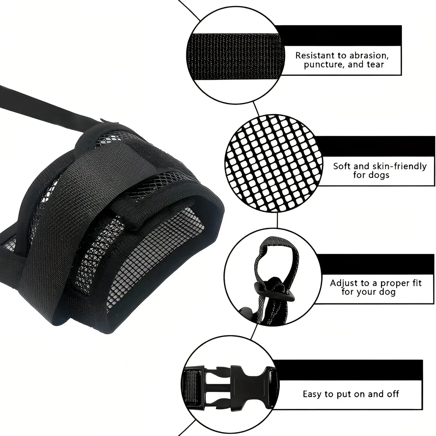 Dog Muzzle Mesh Anti Barking Adjustable Strap