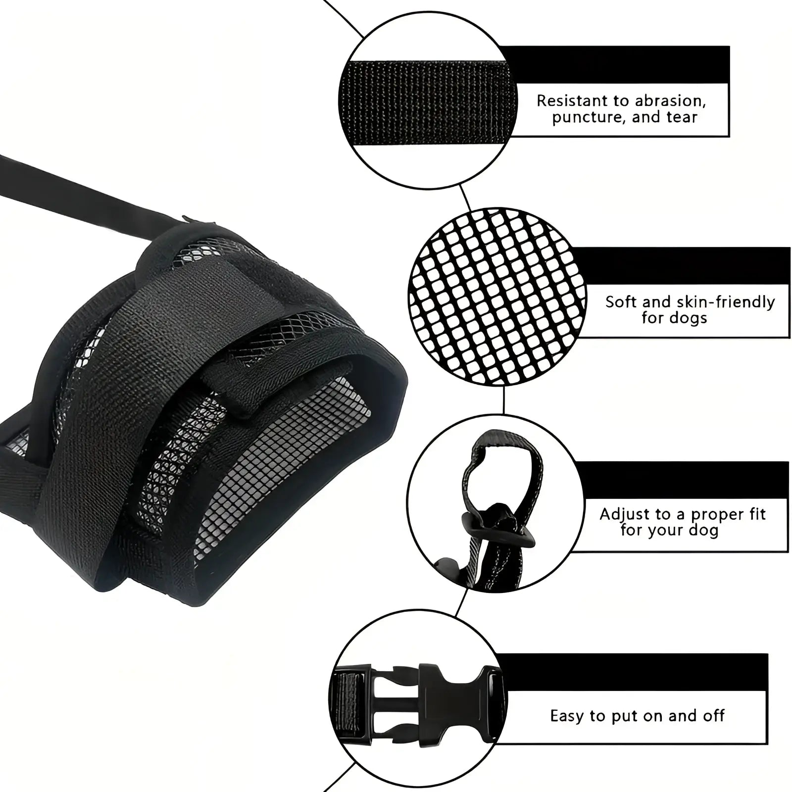 Dog Muzzle Mesh Anti Barking Adjustable Strap