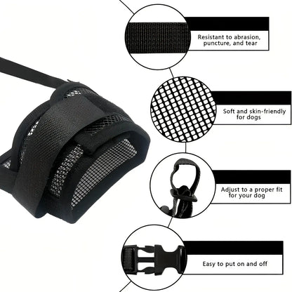 Dog Muzzle Mesh Anti Barking Adjustable Strap