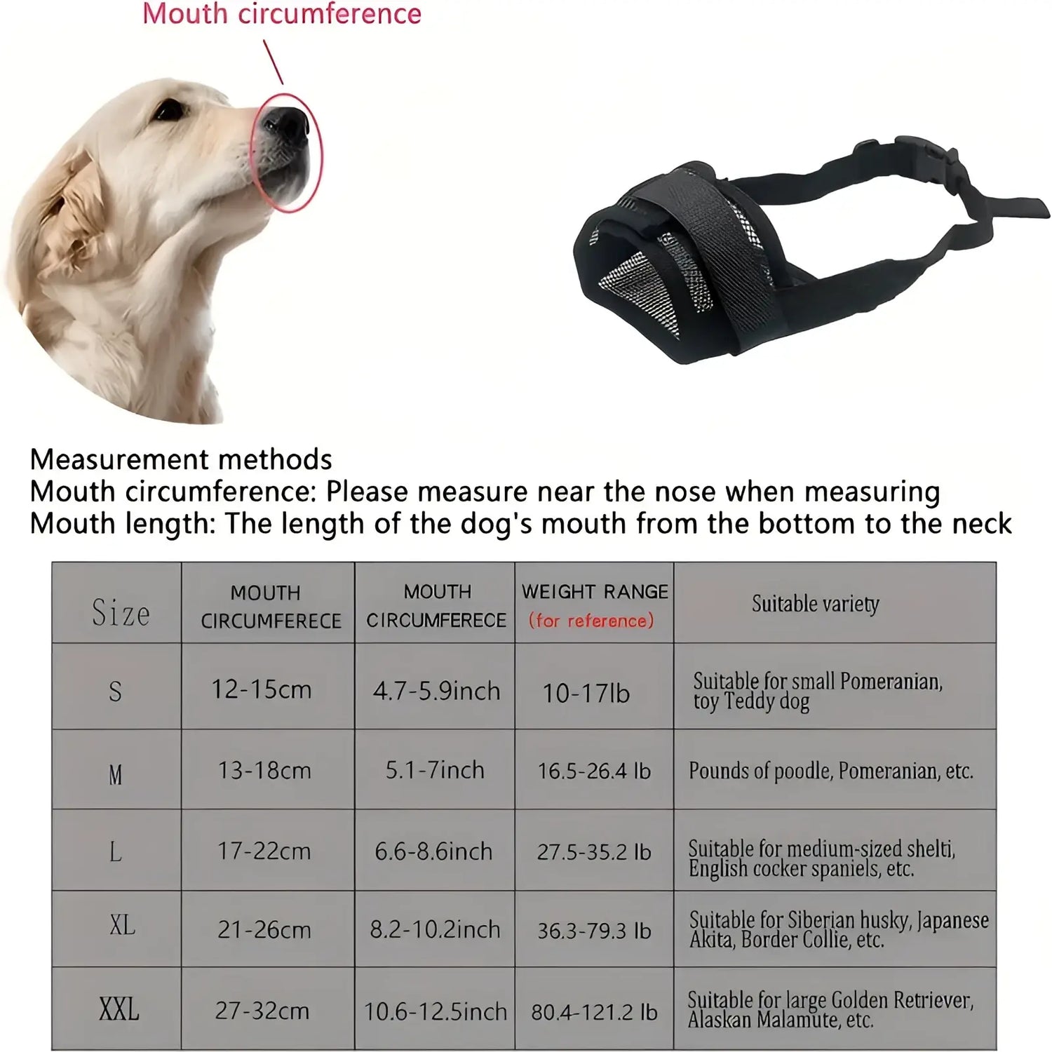 Dog Muzzle Mesh Anti Barking Adjustable Strap