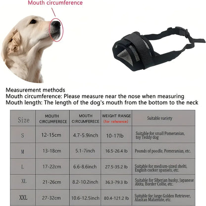Dog Muzzle Mesh Anti Barking Adjustable Strap